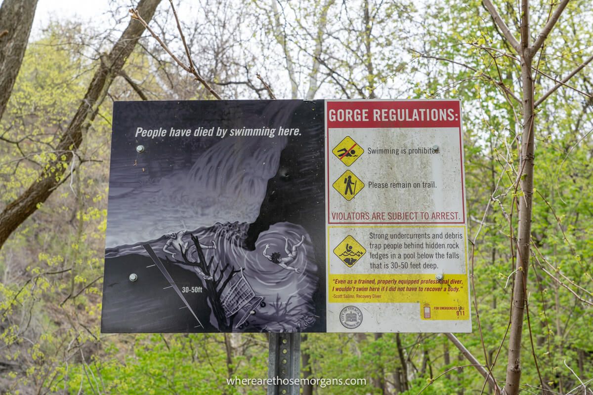No swimming sign with danger information