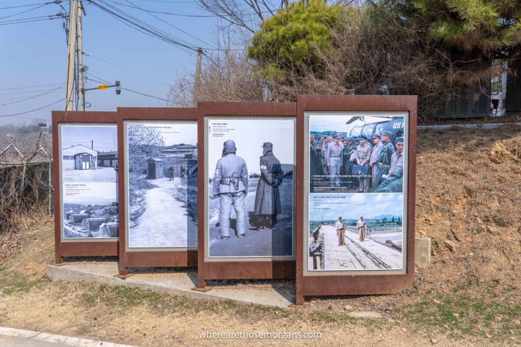 Four large exhibits showcasing Korean War photos