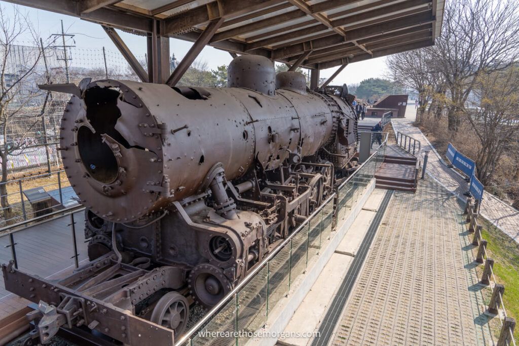 Old Korean War steam locomotive at Jangdan Station on the Gyeongui Line