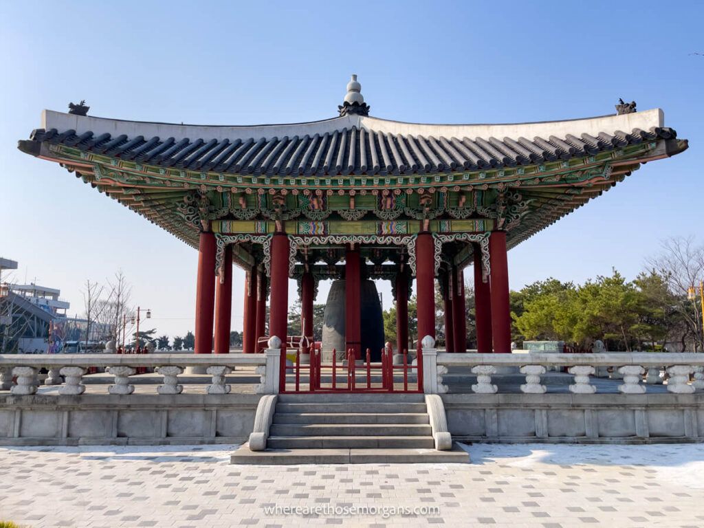 DMZ Peace Bell at Imjingak park with ornate roof