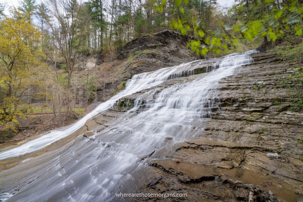 Side view of Buttermilk Falls in April