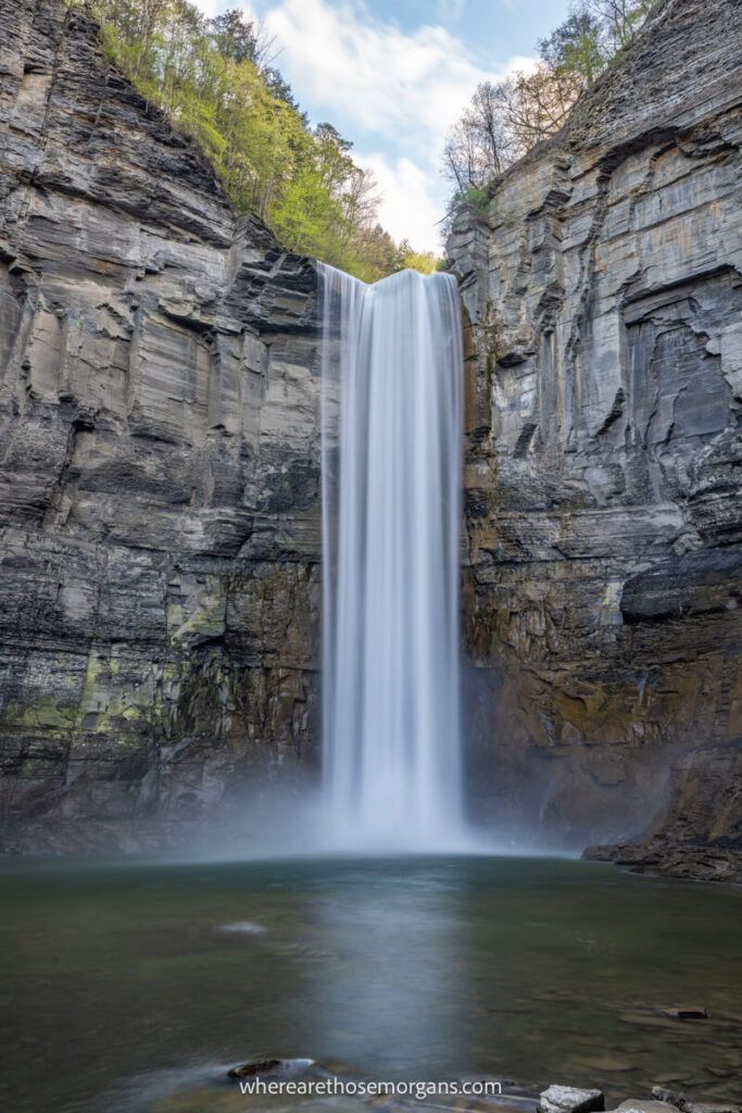 The Powerful Taughannock Falls flowing heavily in spring time