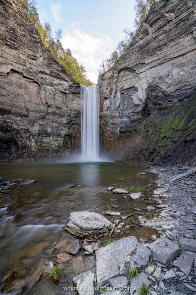 Taughannock Falls flowing heavily in April after the snowmelt
