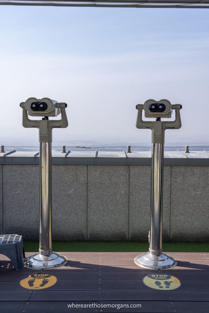 Two tower viewers on Dora Observatory during a DMZ tour