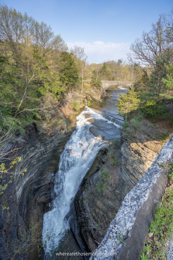 Birds eye view of Upper waterfall at Taughannock