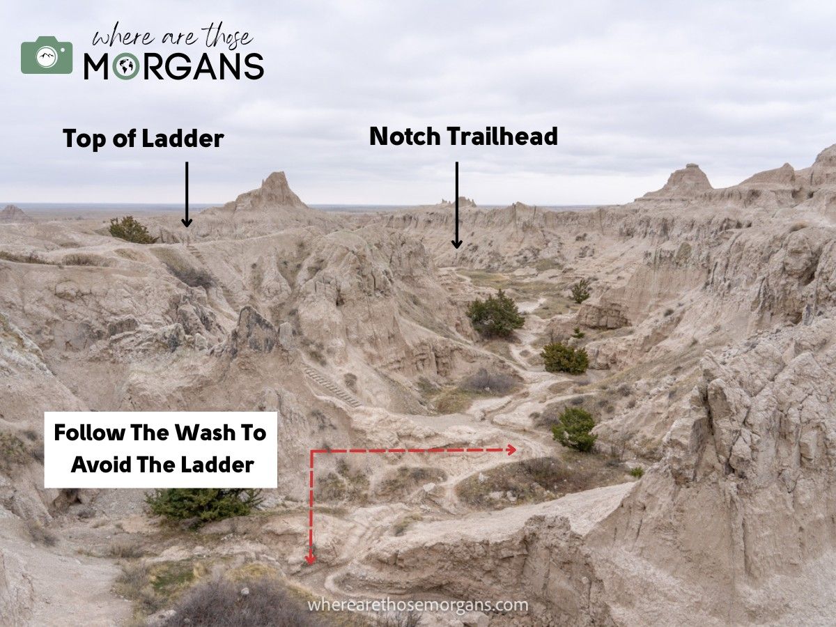 How to avoid the ladder section on the Notch Trail in Badlands National Park
