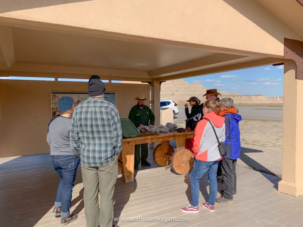 Ranger leading a program along the Fossil Nature Trail at Badlands
