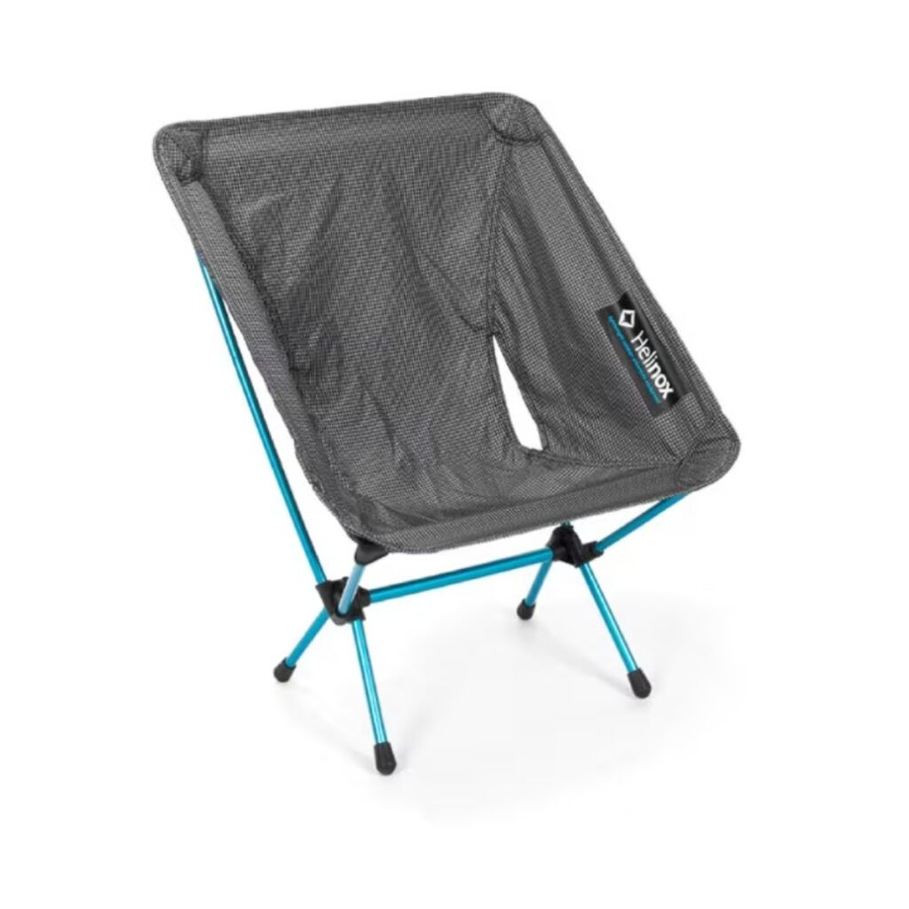 Grey and blue Helinox Chair Zero for hikers and campers