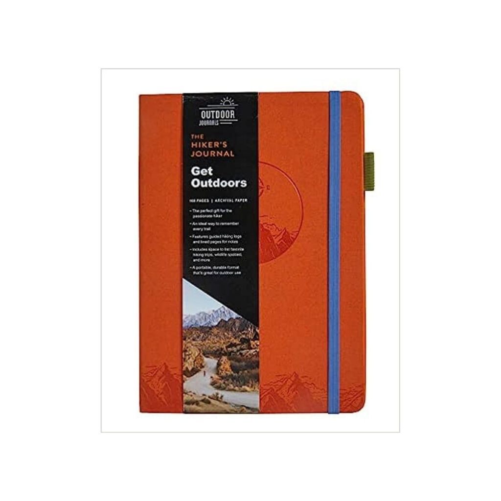 An orange hikers journal makes a great gift for anyone who loves the outdoors