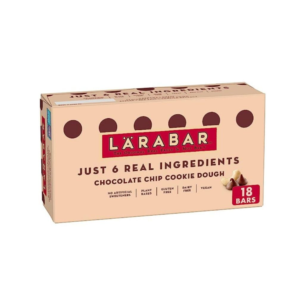 A box of chocolate chip cookie dough larabars