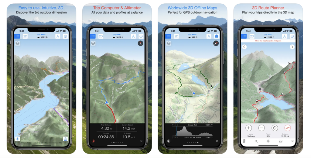 Screenshot of maps 3d app to help identify elevation profiles