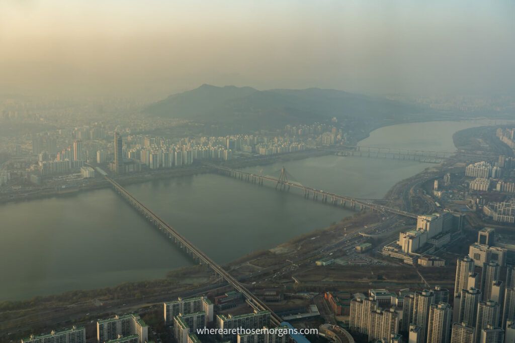 A hazy view of Seoul from the top of Lotte World Tower