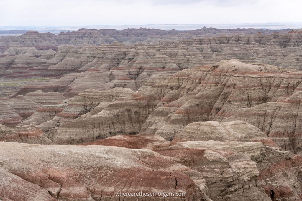 Striped formations in Badlands as far as the eye can see