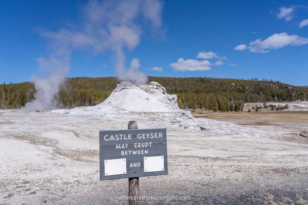 Front view of Castle Geyser in Upper Geyser Basin on Geyser Hill