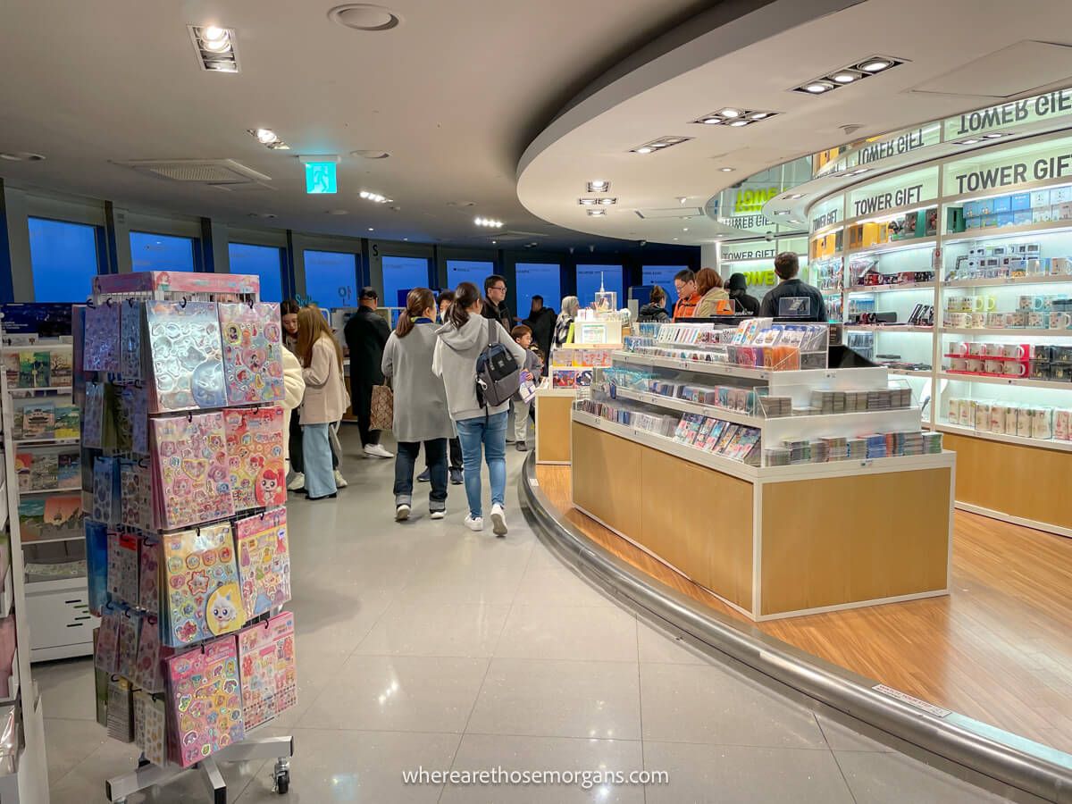 Visitors shopping a gift store in South Korea