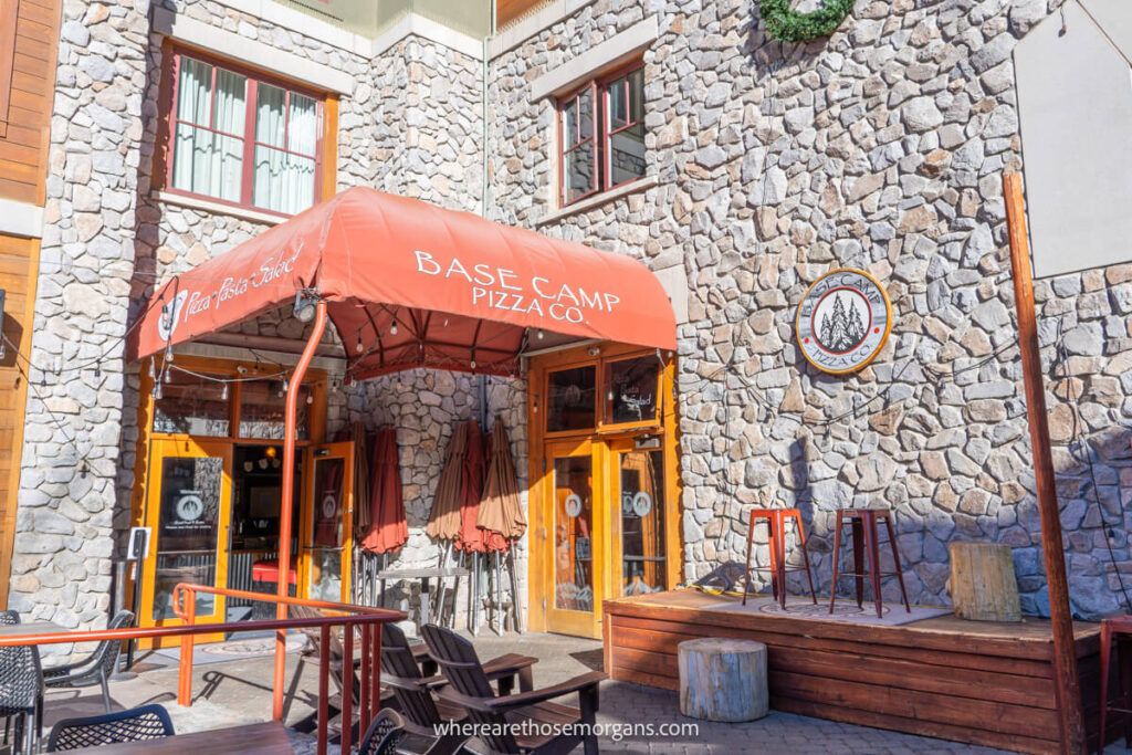 Exterior photo of Base Camp Pizza co in South Lake Tahoe in the afternoon sun
