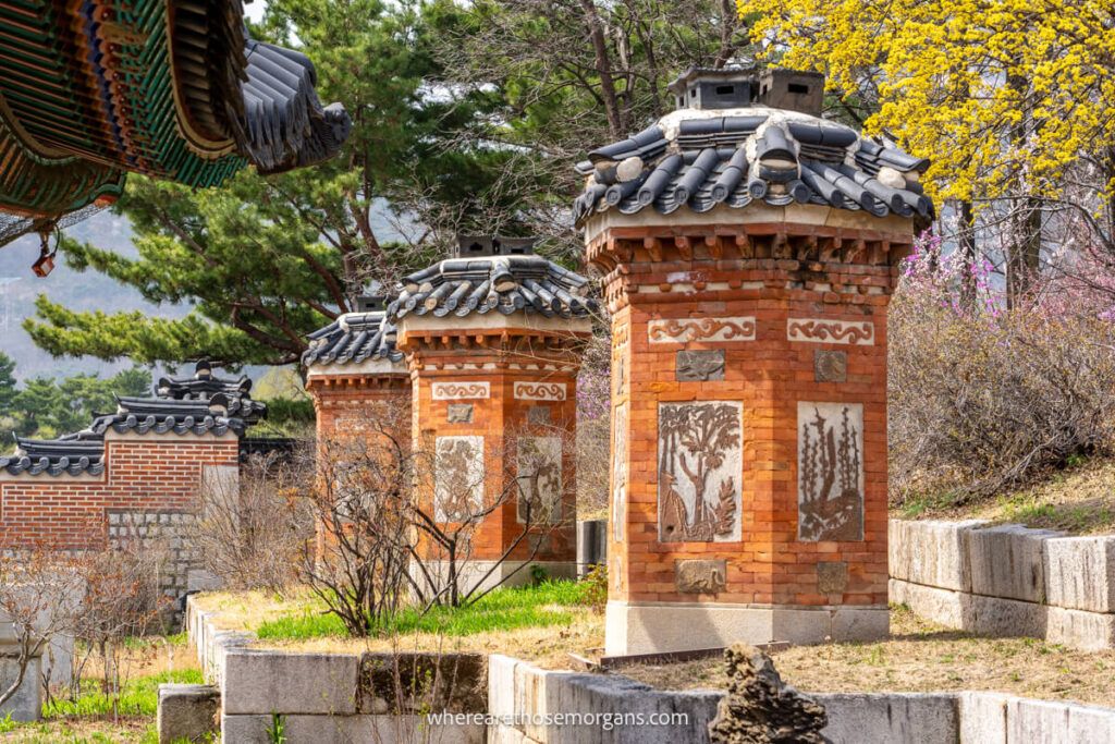 Stone chimneys inside the Amisan Garden