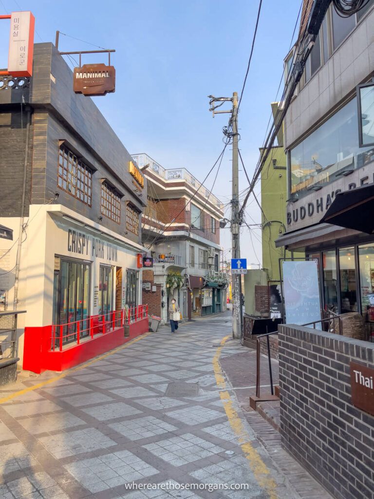 A street in Itaewon Seoul with no visitors or tourists