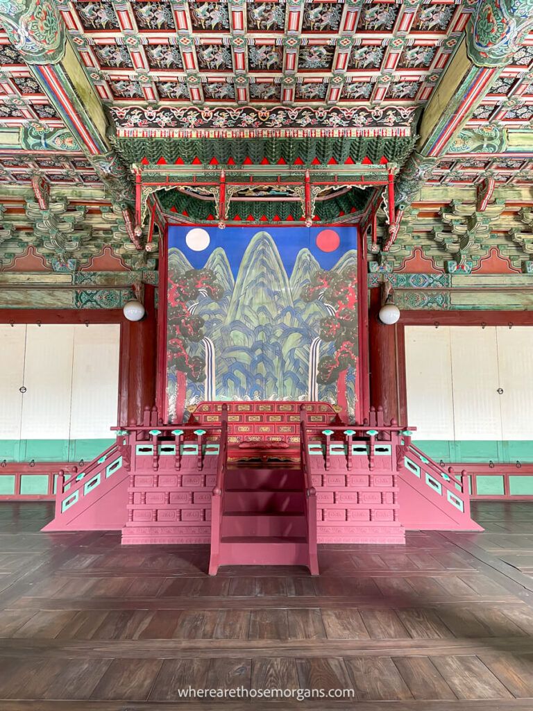 A colorful room inside a Soul palace featuring the moon and mountains