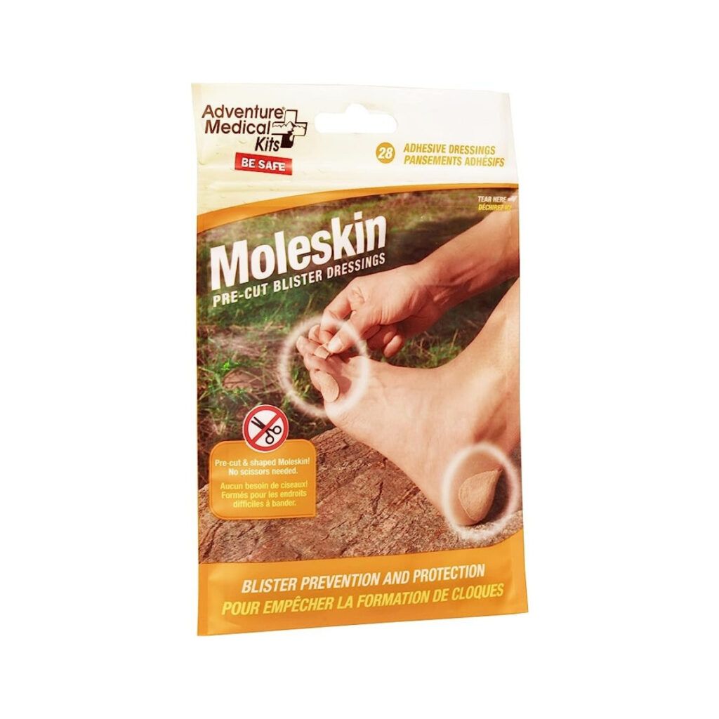 Package of Moleskin pre-cut blister dressings