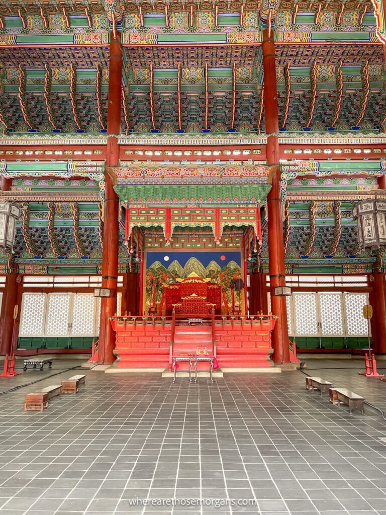 The inside of Sajeongjeon Hall in Seoul