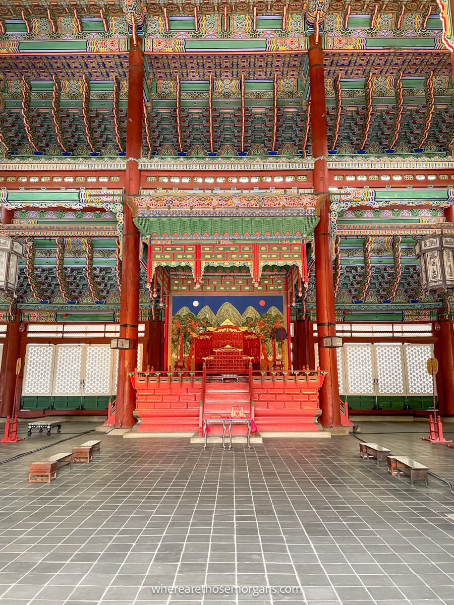 The inside of Sajeongjeon Hall in Seoul