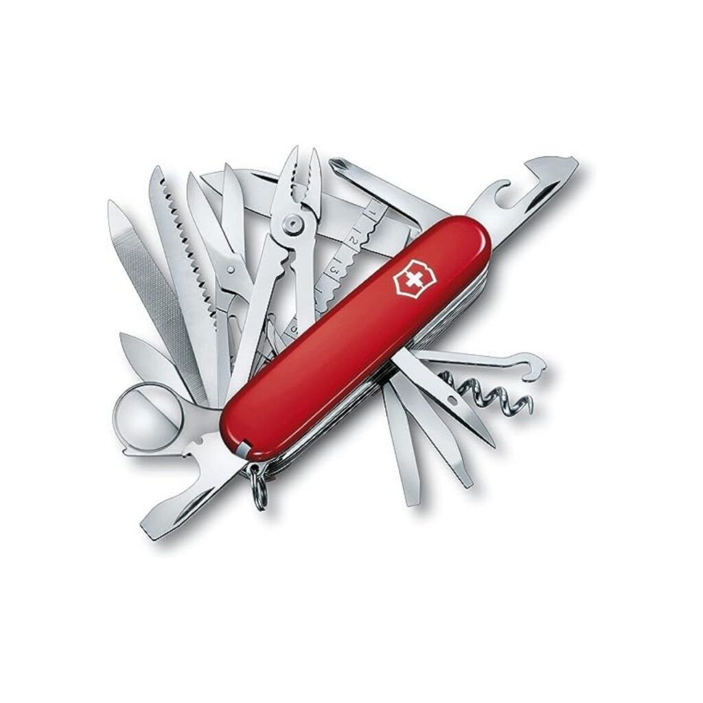 Red Swiss army knife with many features is a great gift for m en who love the outdoors