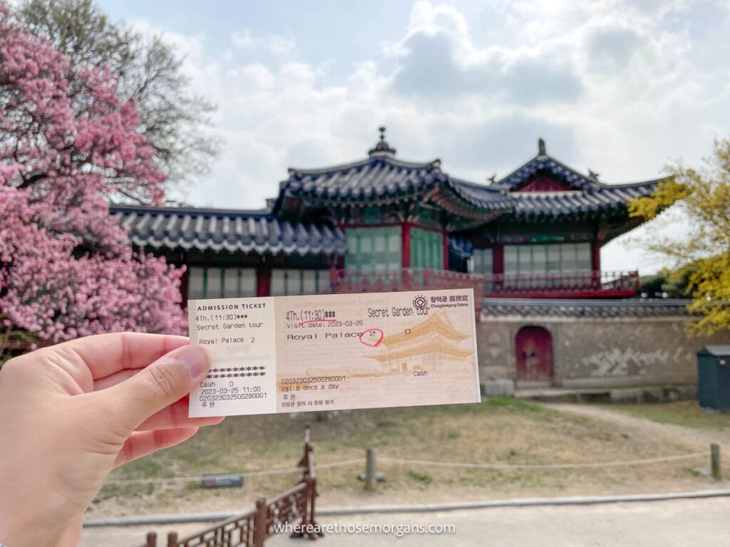 A ticket for entrance into the Huwon Secret Garden
