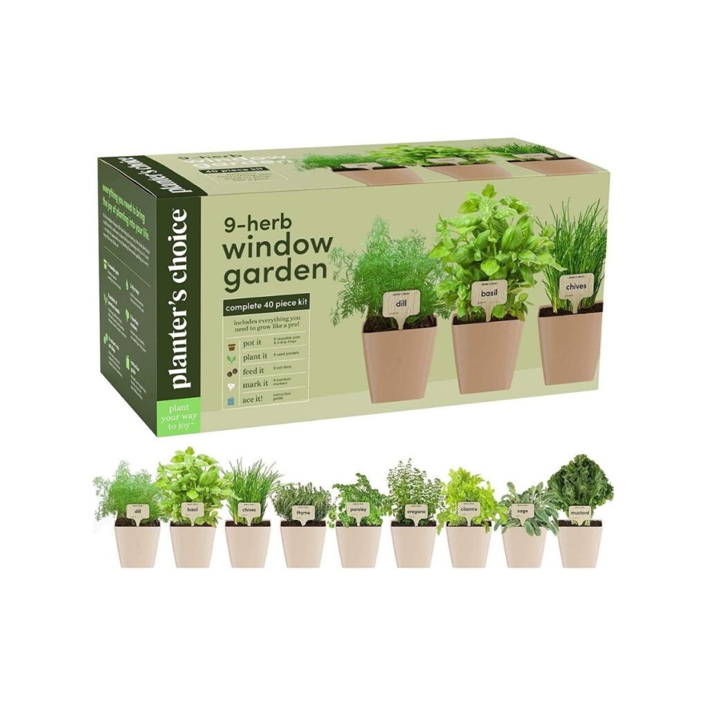 A 9 herb window garden is the perfect gift for outdoorsy women