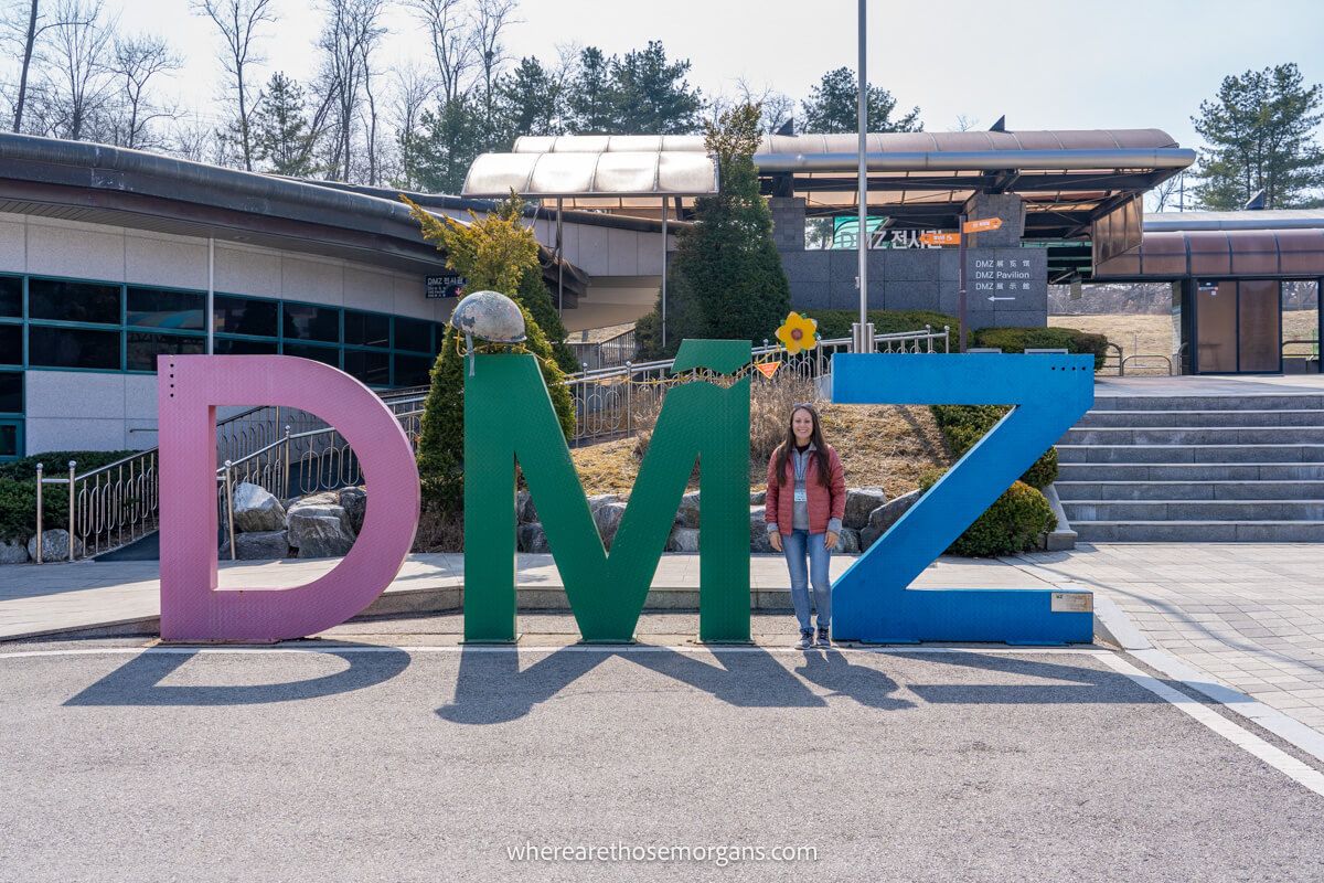 Tourist on a DMZ tour near Seoul, South Korea