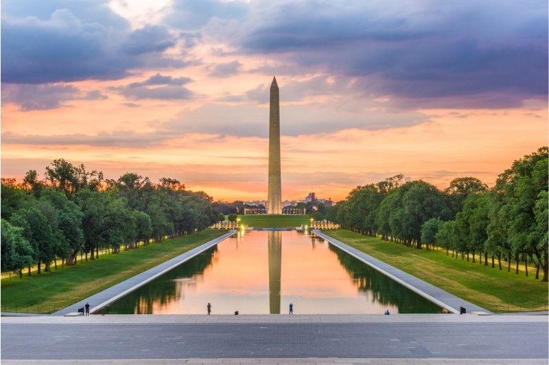 Washington DC the capital of America monument reflecting is one of the best places to vacations spots in the USA