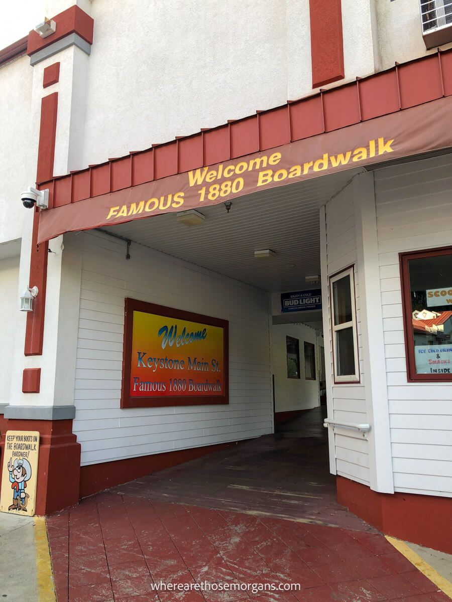 Photo of the entrance to the historic Keystone SD boardwalk