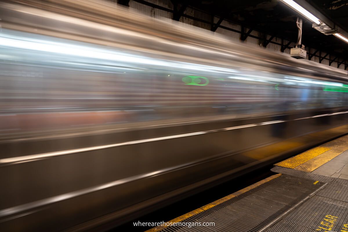 Moving subway train with a long exposure to create a cool effect