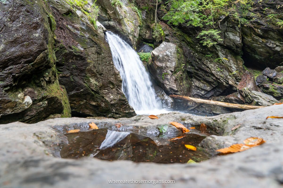 Rushing water of Bingham falls close up