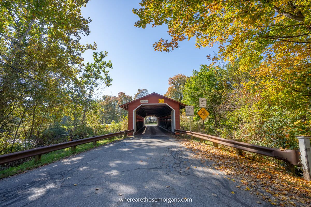 A red covered bridge near Manchester, Vermont