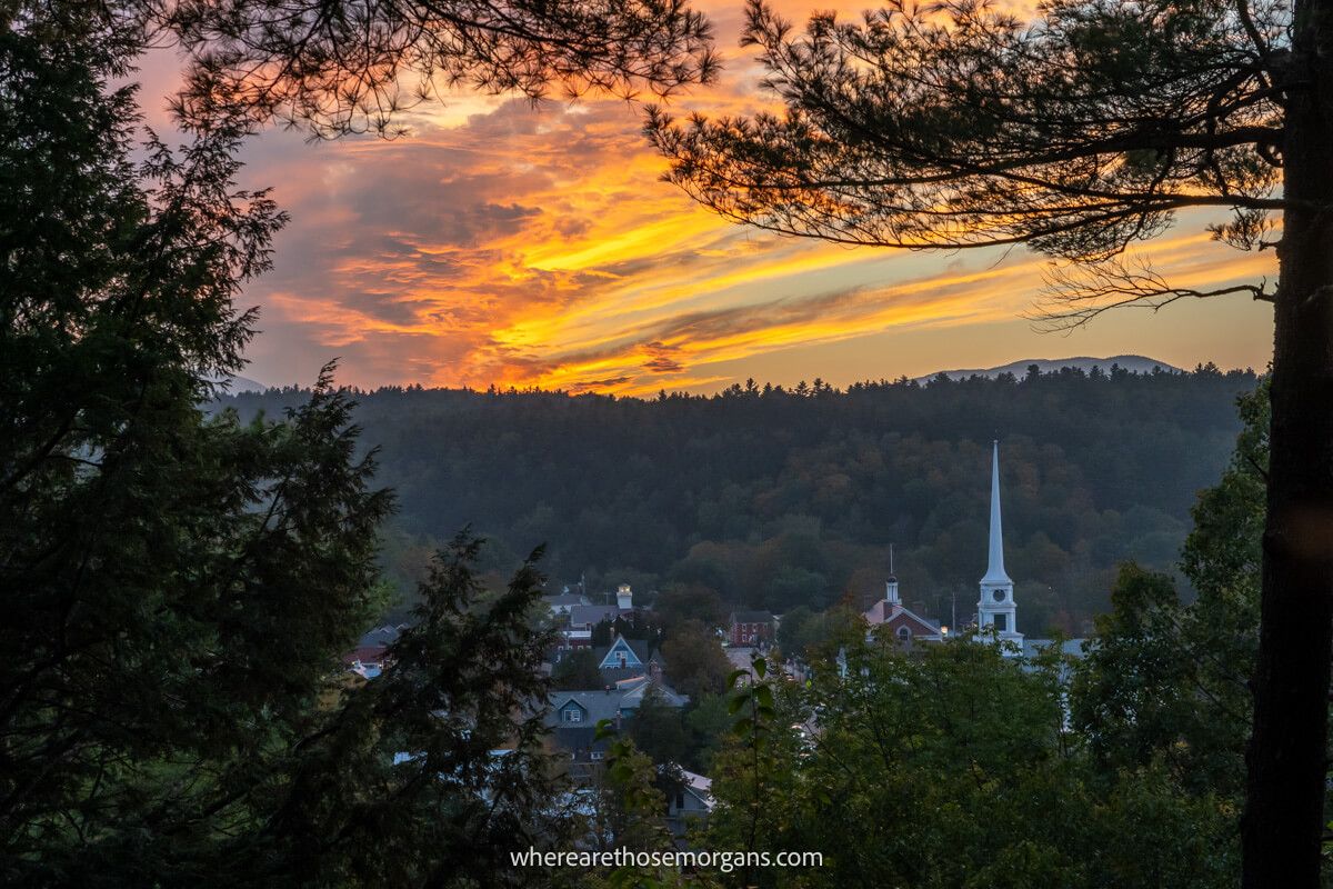 A beautiful sunset as seen from sunset rock in Stowe Vermont