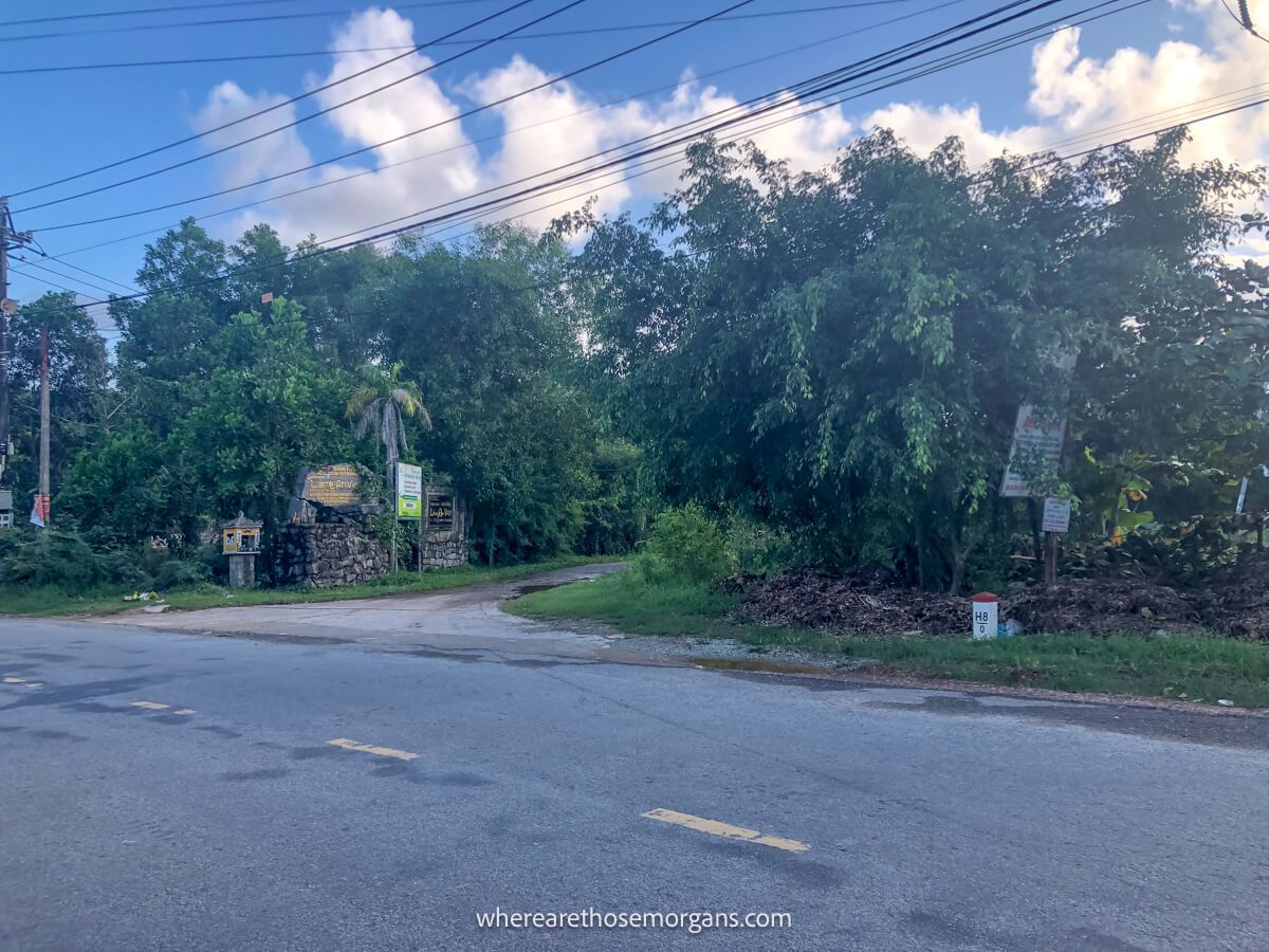 A dirt road leading off the main road in Hue, Vietnam