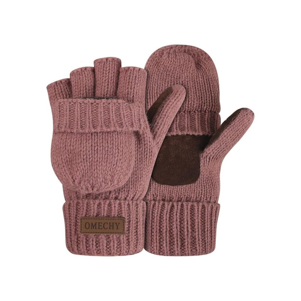 Pink fingerless gloves