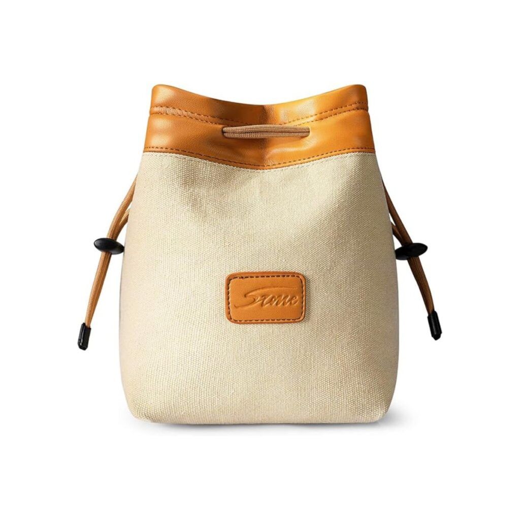Beige camera bag by stone