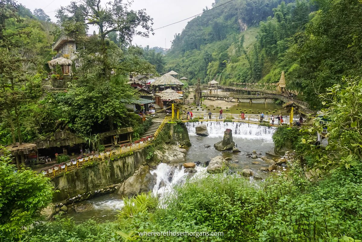 Birdseye view of Cat Cat Village as seen from a walking path