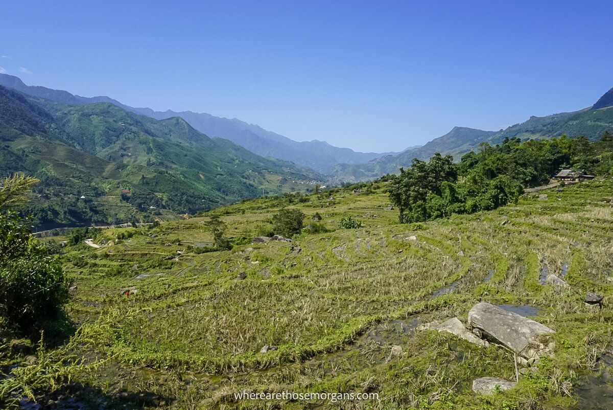 Gorgeous view of the mountains and valleys in northern Vietnam during a sunny day