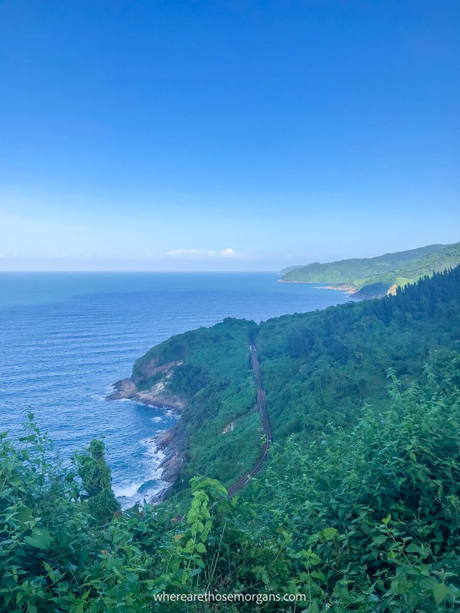 A stretch of road hidden in the trees along the Hai Van Pass