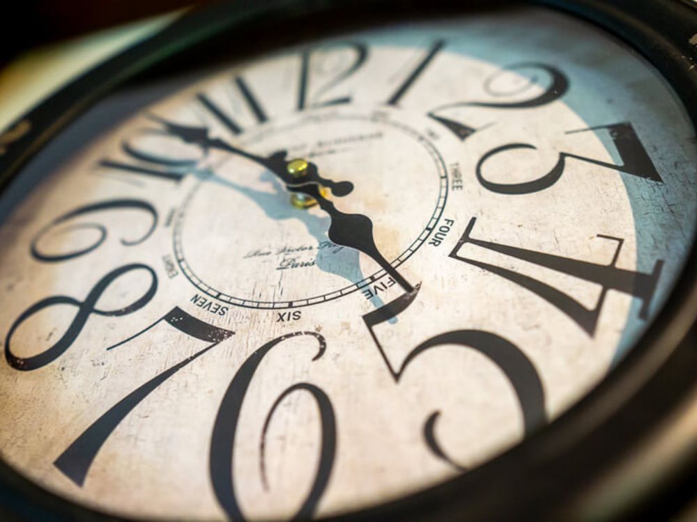 Close up view of a clock