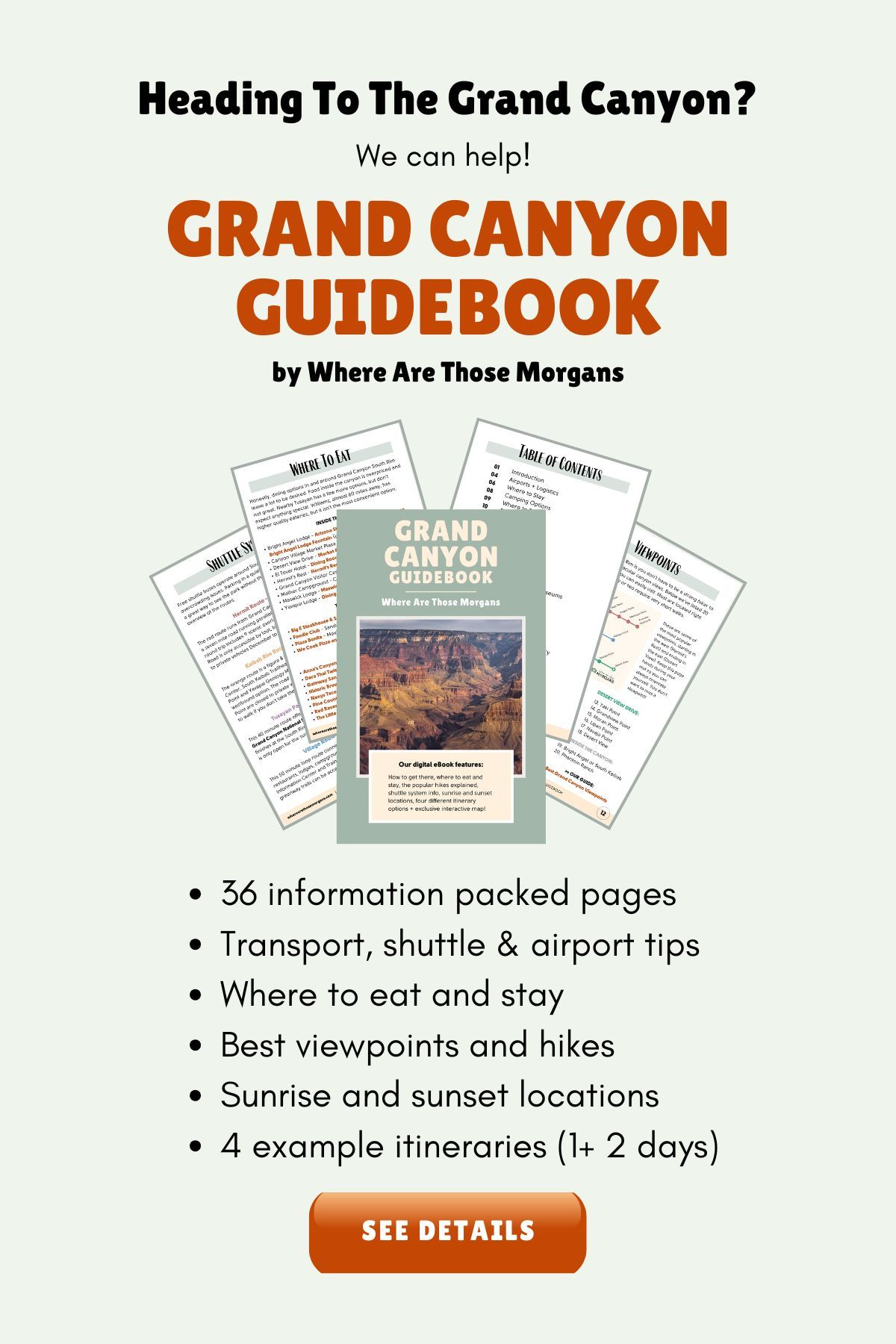 What's included with Where Are Those Morgans Grand Canyon South Rim guidebook