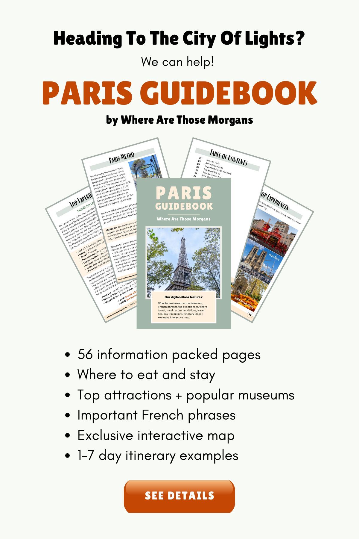 What's included with Where Are Those Morgans Paris travel guidebook