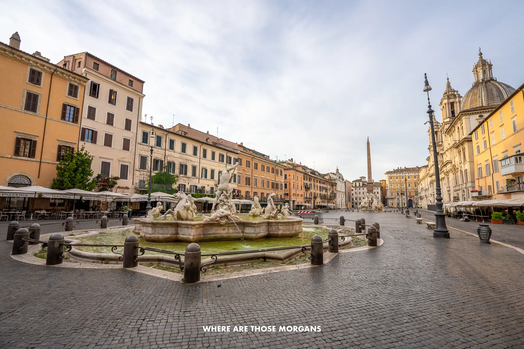 Piazza Navona in Rome completely empty at dawn