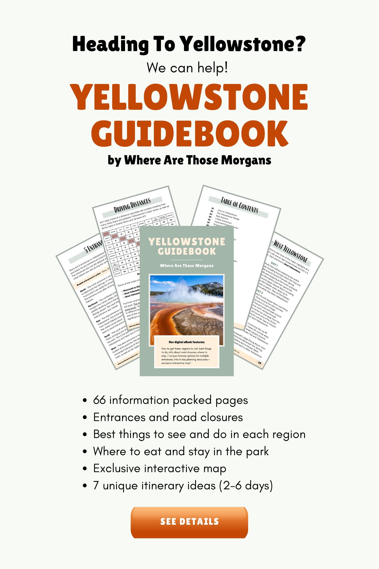 What's included with Where Are Those Morgans Yellowstone travel guidebook