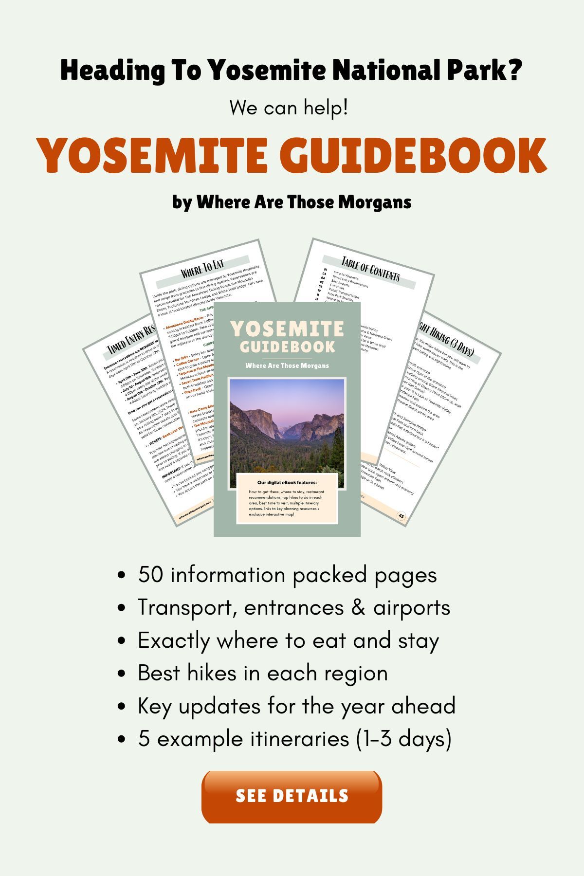 What's included with Where Are Those Morgans Yosemite guidebook