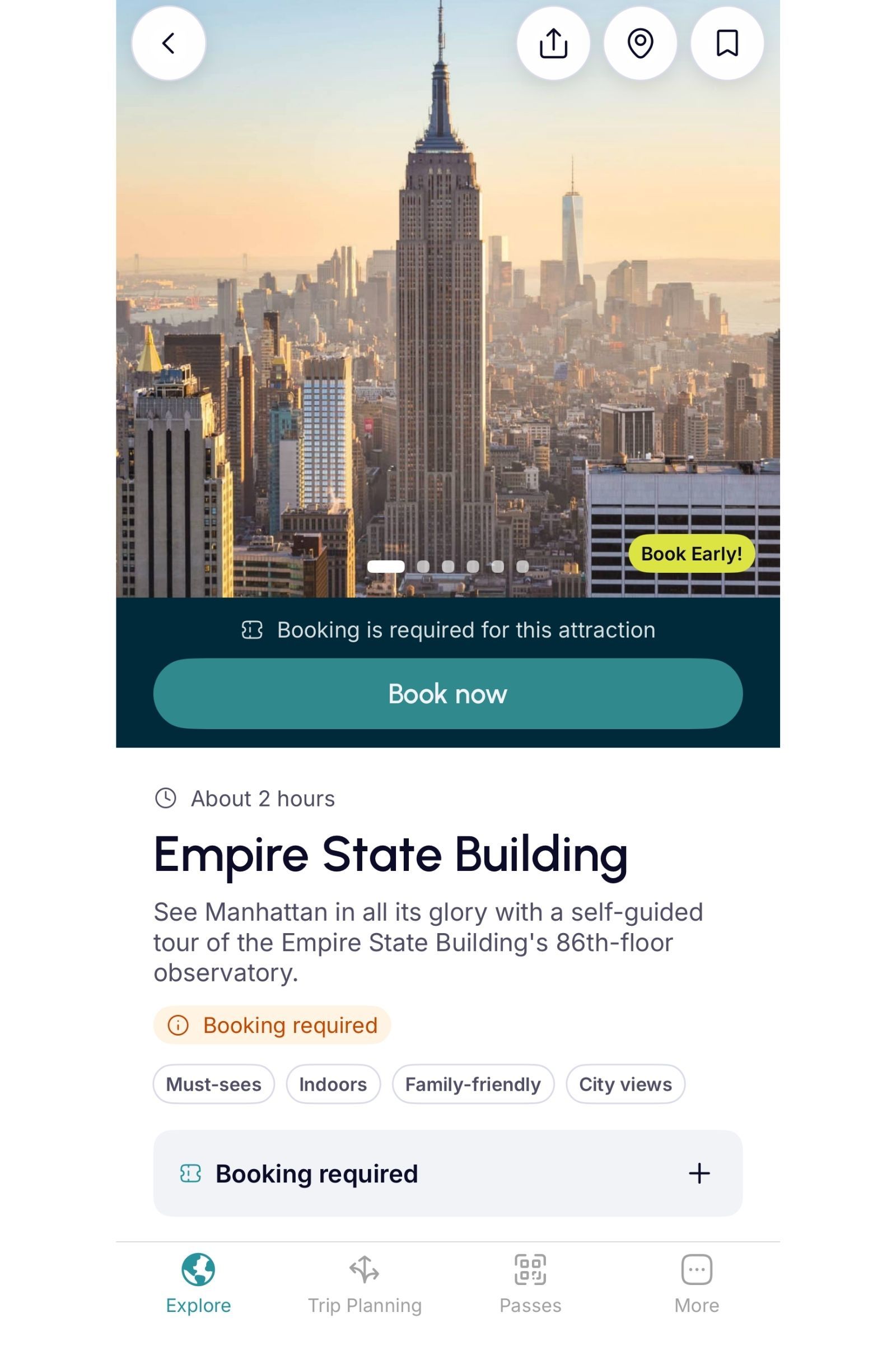 Screenshot of the Empire State Building attraction on Go City New York Pass