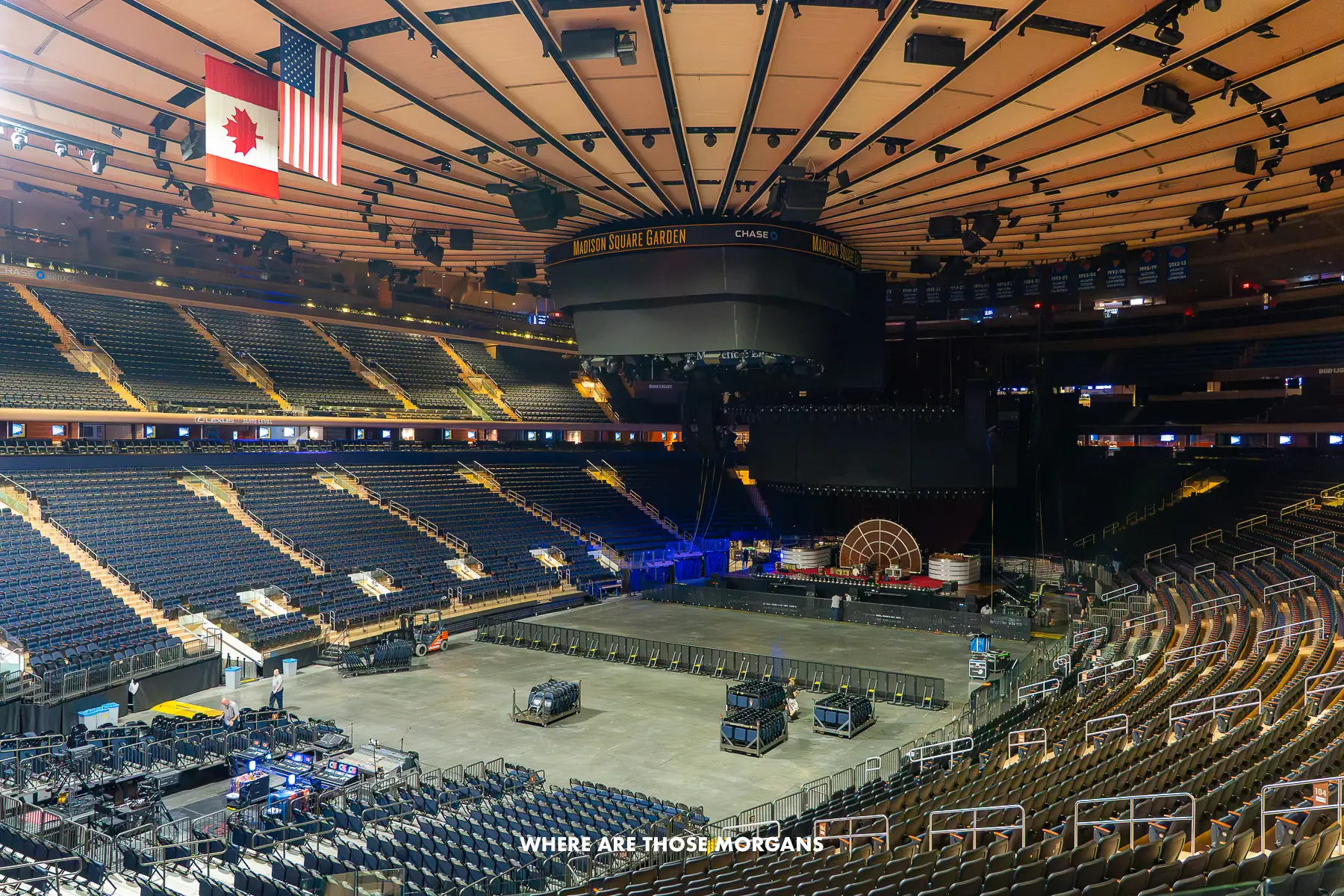 Photo taken inside Madison Square Garden on a tour with nobody in the stadium